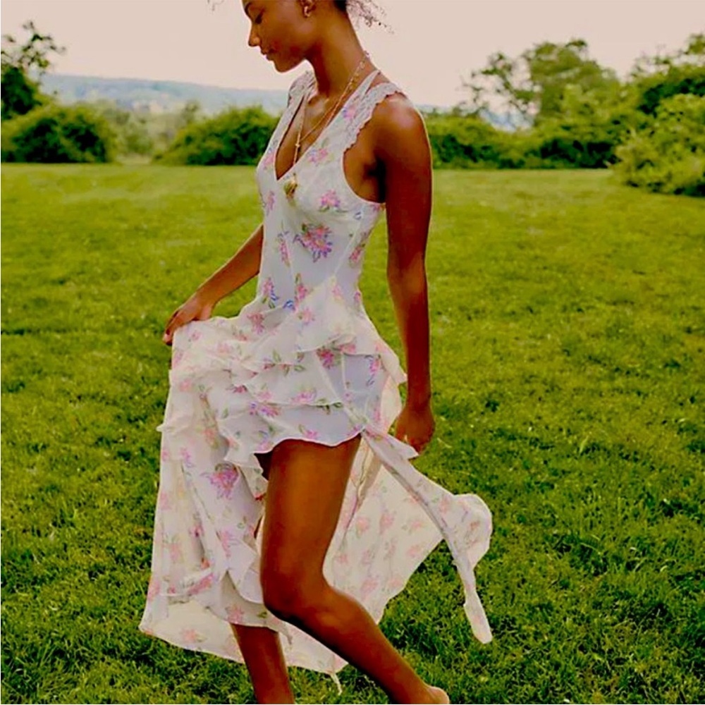 Free People stop and stare floral maxi sheer dress size xs nwot - Picture 3 of 10